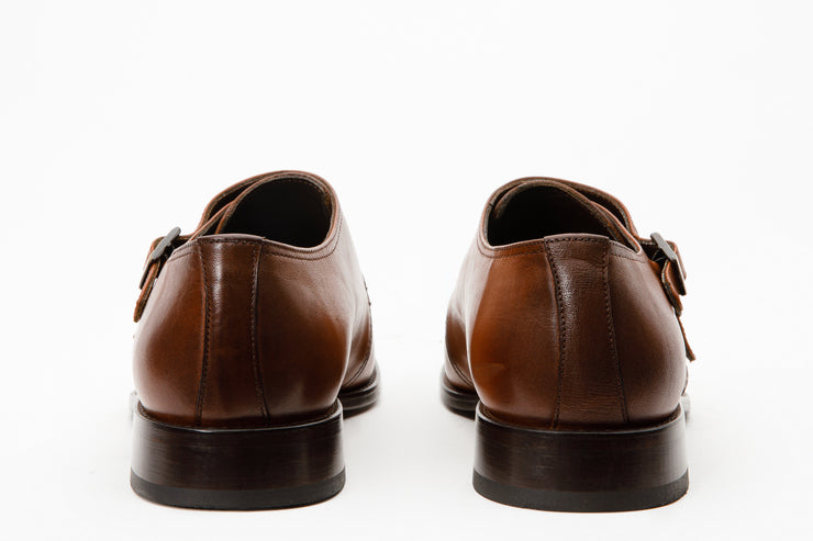 The Essen Brown Cap Toe Double Monk Strap Shoe