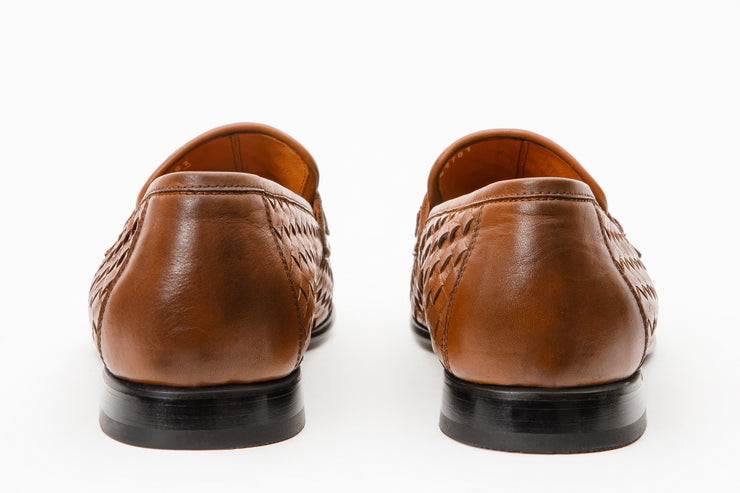 The Grand Woven Leather Tan Shoe Penny Loafer