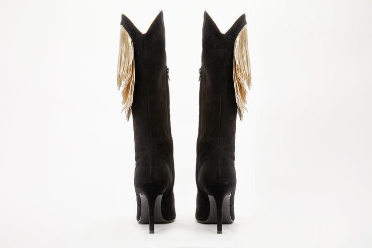 The Vienna Black Suede Leather Knee High Boot
