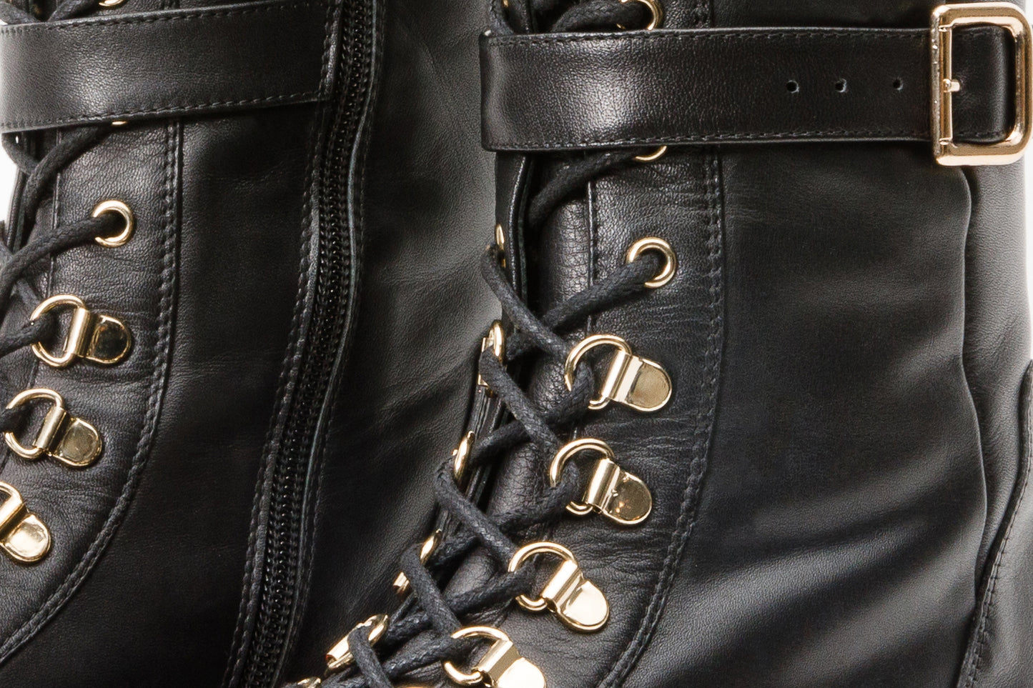 Botas altas con cordones hasta la rodilla de cuero negro Istinye para mujer, edición limitada