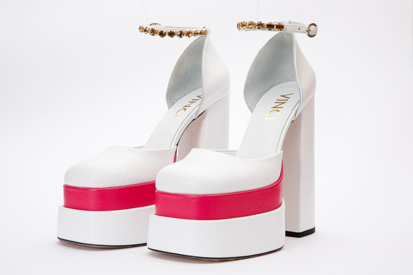 The Neptune White Leather High Heel Pumps Final Sale!