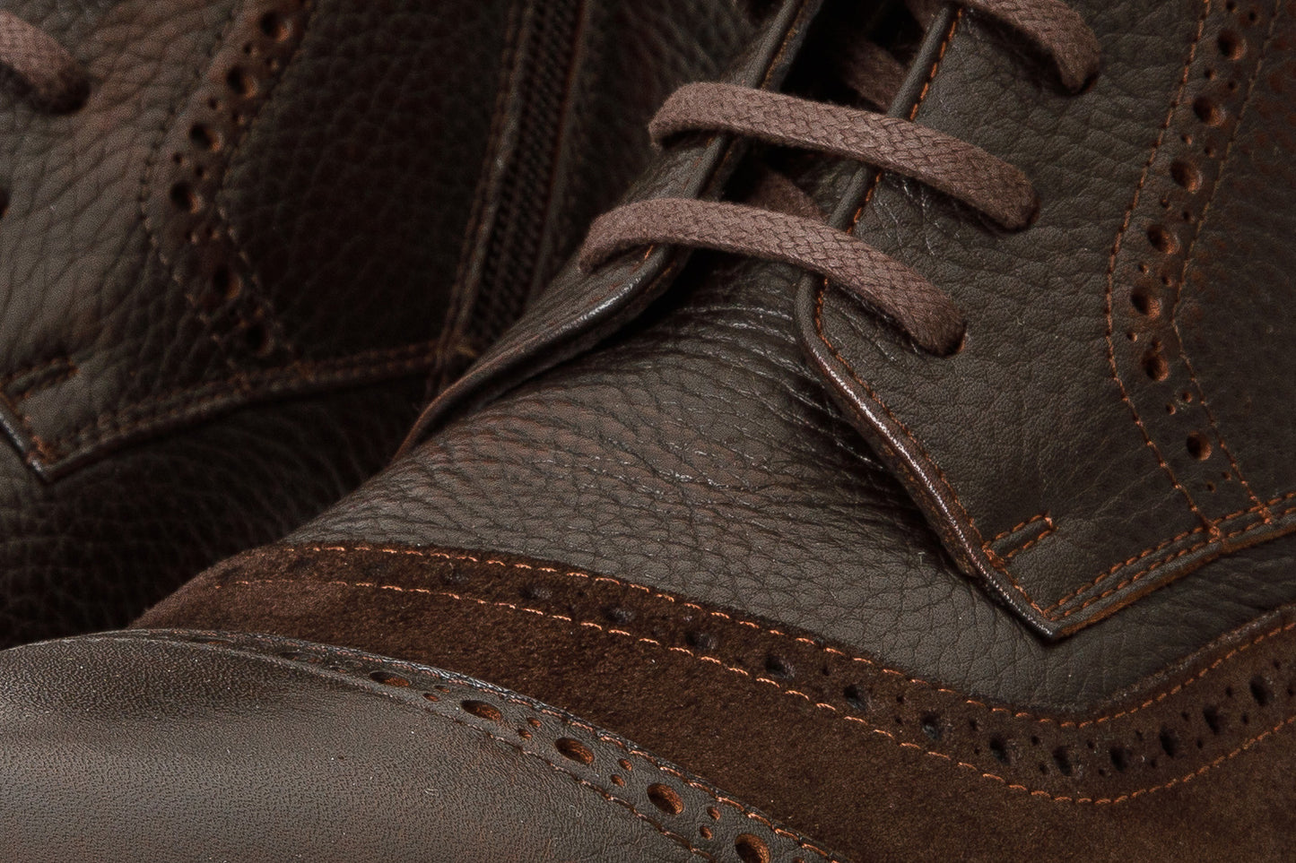 Bota con cordones y cremallera para hombre de cuero y ante marrón Anderson