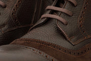 The Anderson Brown Leather & Suede Brogue Lace-Up Boot with a Zipper
