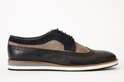 The Samako Black Leather Wingtip Semi Brogue Derby Shoe