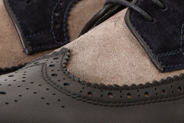 The Samako Black Leather Wingtip Semi Brogue Derby Shoe