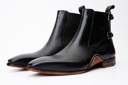 The Royal Hand Craft Black Leather Double-Buckle Chelsea Boot