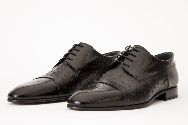 The Monterrey Black Cap Toe Derby Shoe