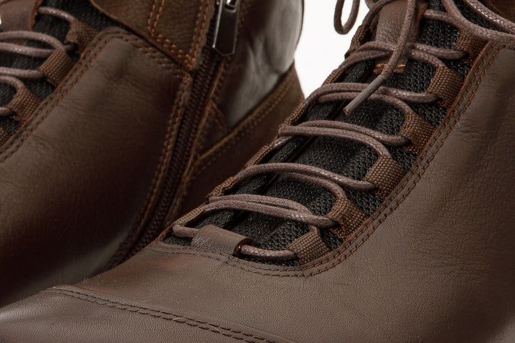 The Houston Leather Brown Lace-Up Casual Boot with a Zipper