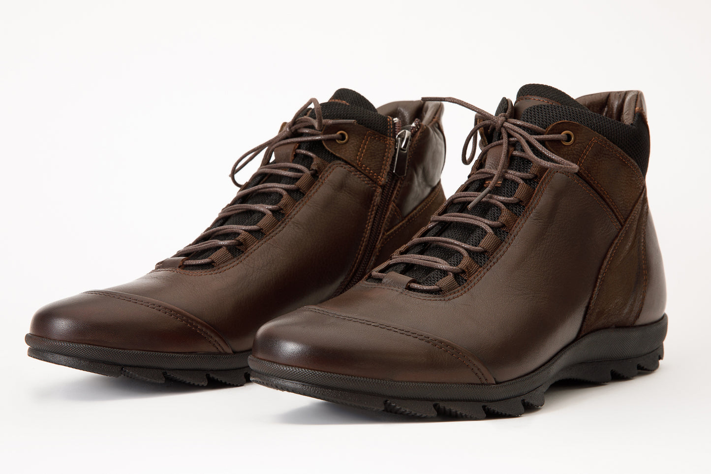 The Houston Leather Brown Lace-Up Casual Men Boot with a Zipper