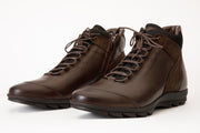 The Houston Leather Brown Lace-Up Casual Boot with a Zipper