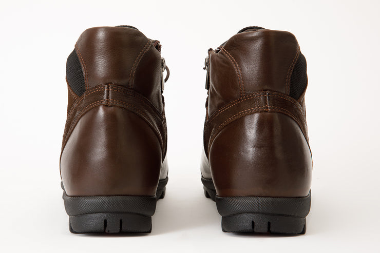 The Houston Leather Brown Lace-Up Casual Boot with a Zipper