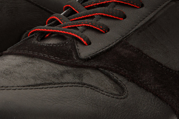 The Helsinki Black & Red Leather Sneaker