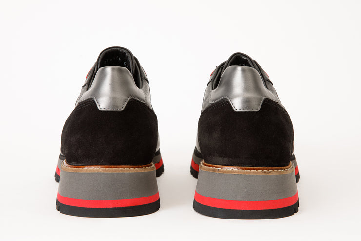 The Helsinki Black & Red Leather Sneaker