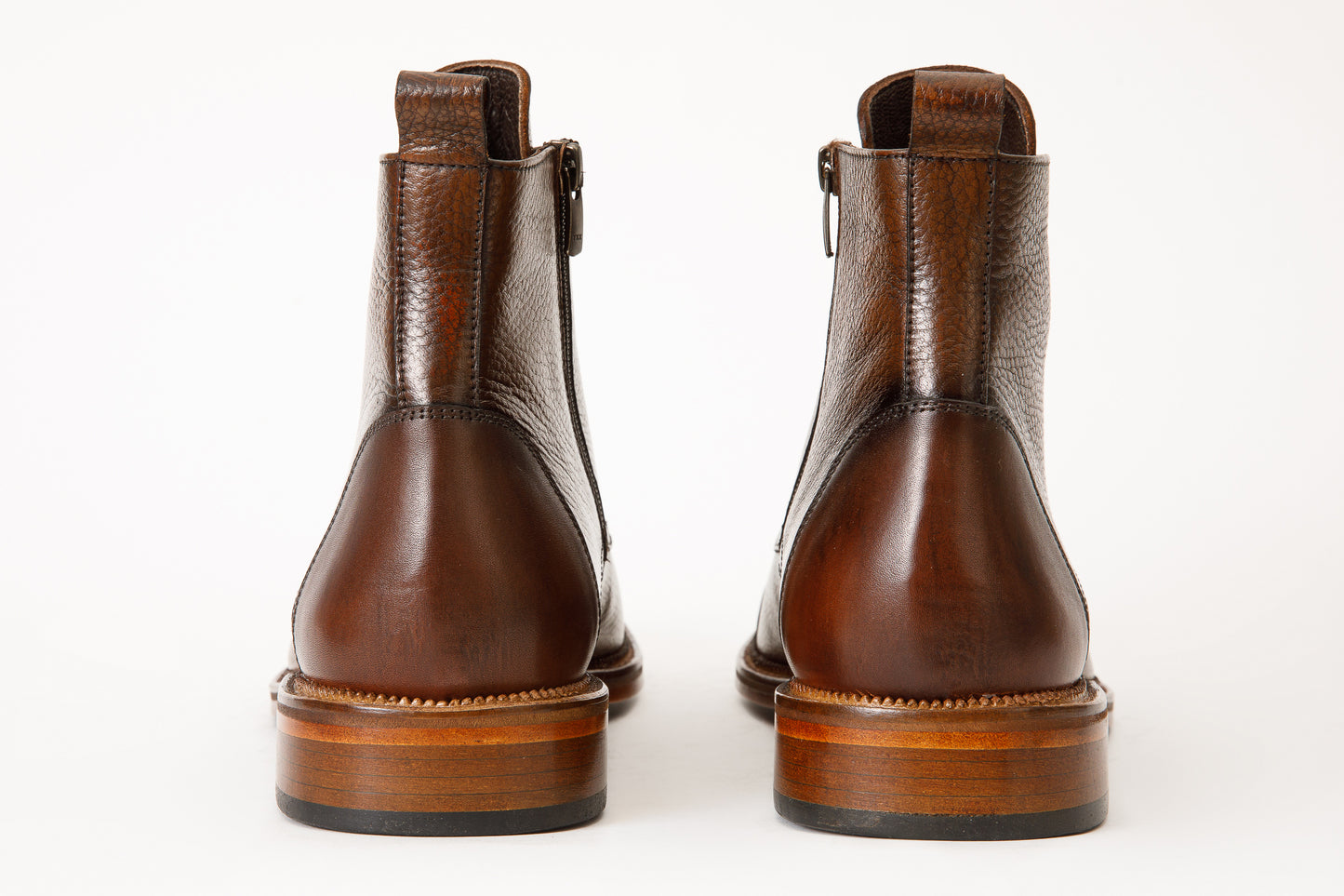 The Bothey Brown Leather Cap-Toe Lace-up Men Boot with a Zipper Final Sale!