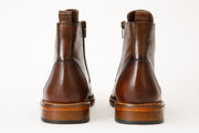The Bothey Brown Leather Cap-Toe Lace-up Boot with a Zipper