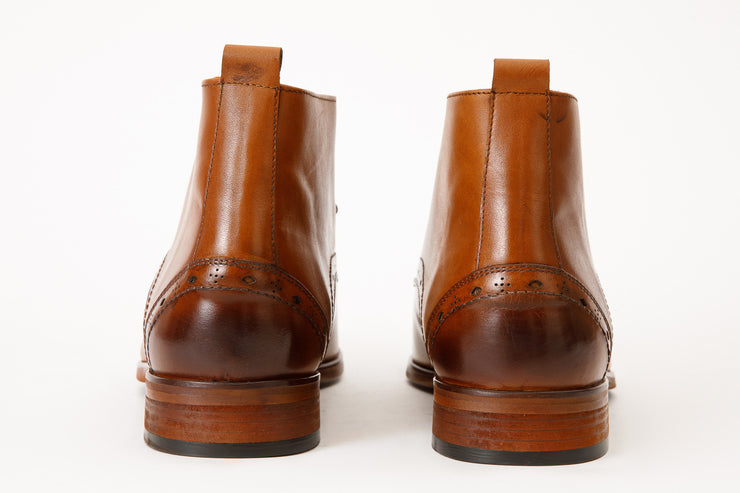 The Dessalines Brown Leather Chukka Brogue Dress Boot
