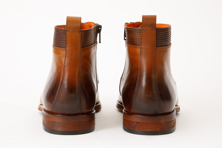 The Romto Brown Leather Derby Lace-Up Boot With a Zipper