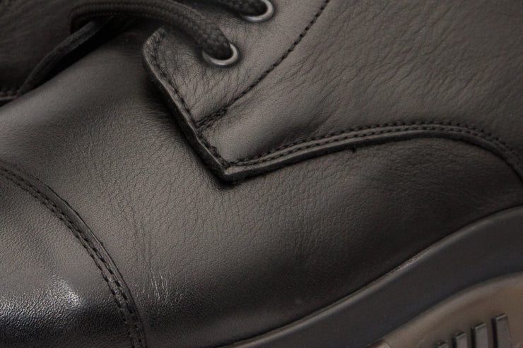 The Ottova Black Leather Lace-Up Sneaker Boot with a Zipper