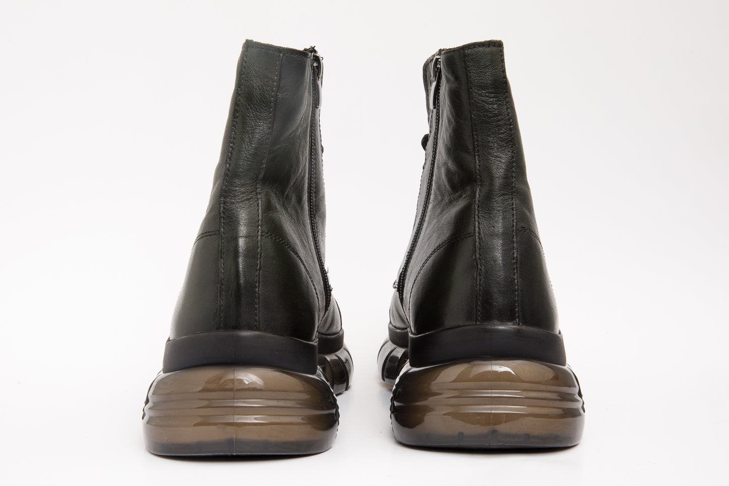 Zapatillas de deporte con cordones y cremallera de cuero verde Ottova para hombre