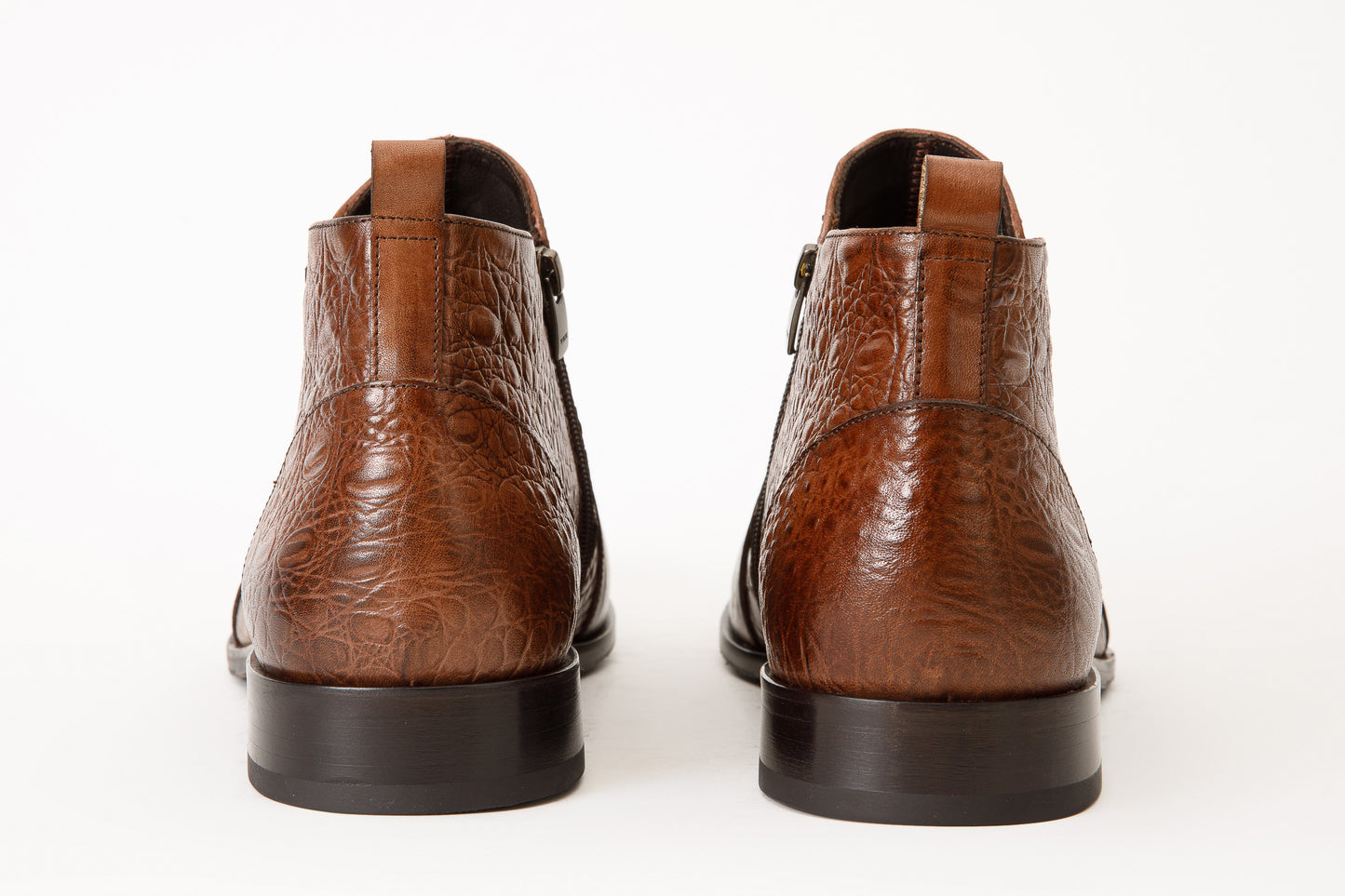 The Randor Brown Crocodile Leather Side-Zip Dress Ankle Men  Boot