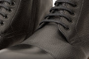 The Bothey Black Leather Cap-Toe Lace-up Boot with a Zipper