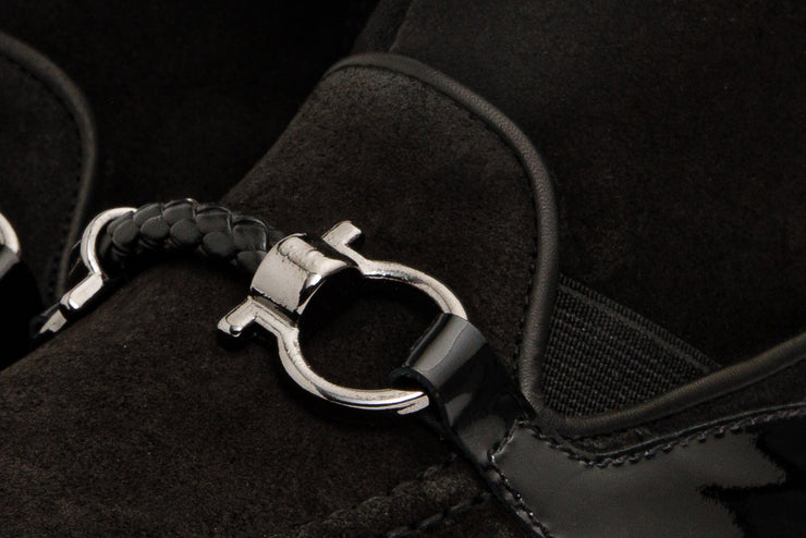 The Baron Black Suede Bit Zip-Up Dress Boot