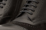 The Anderson Black Leather & Suede Brogue Lace-Up Boot with a Zipper