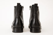 The Anderson Black Leather & Suede Brogue Lace-Up Boot with a Zipper