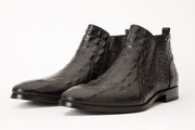 The Randor Black Leather Side-Zip Dress Ankle Boot
