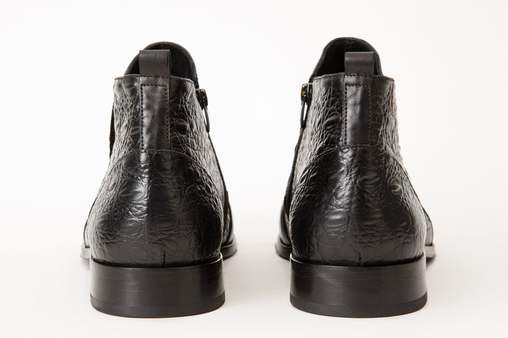 The Randor Black Leather Side-Zip Dress Ankle Boot
