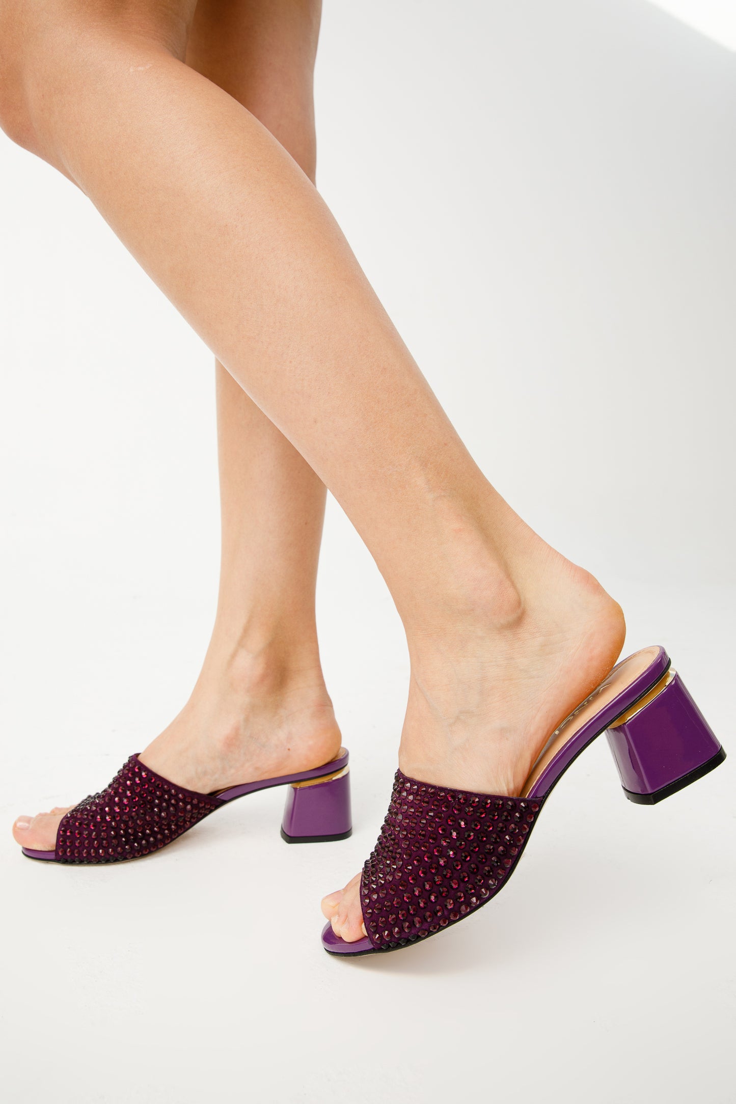 The Ailano Purple Glitter Leather Women Sandal