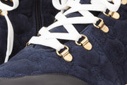The Cambridge Navy Blue Suede Quilted Leather Ankle Boot