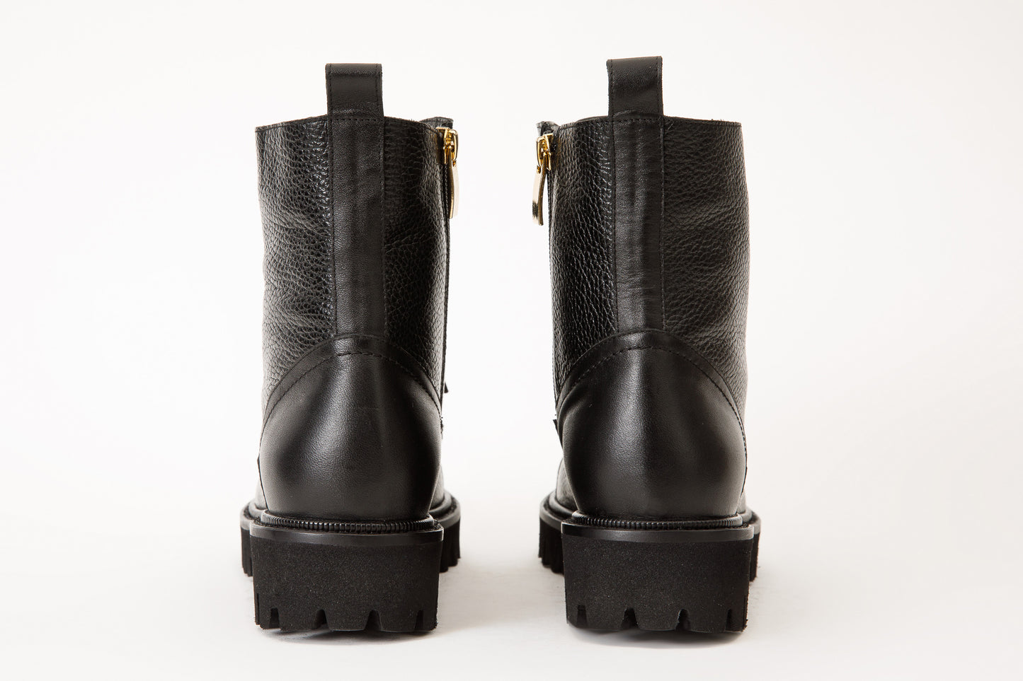Botín de mujer con cordones y cremallera lateral de cuero negro Belgrad