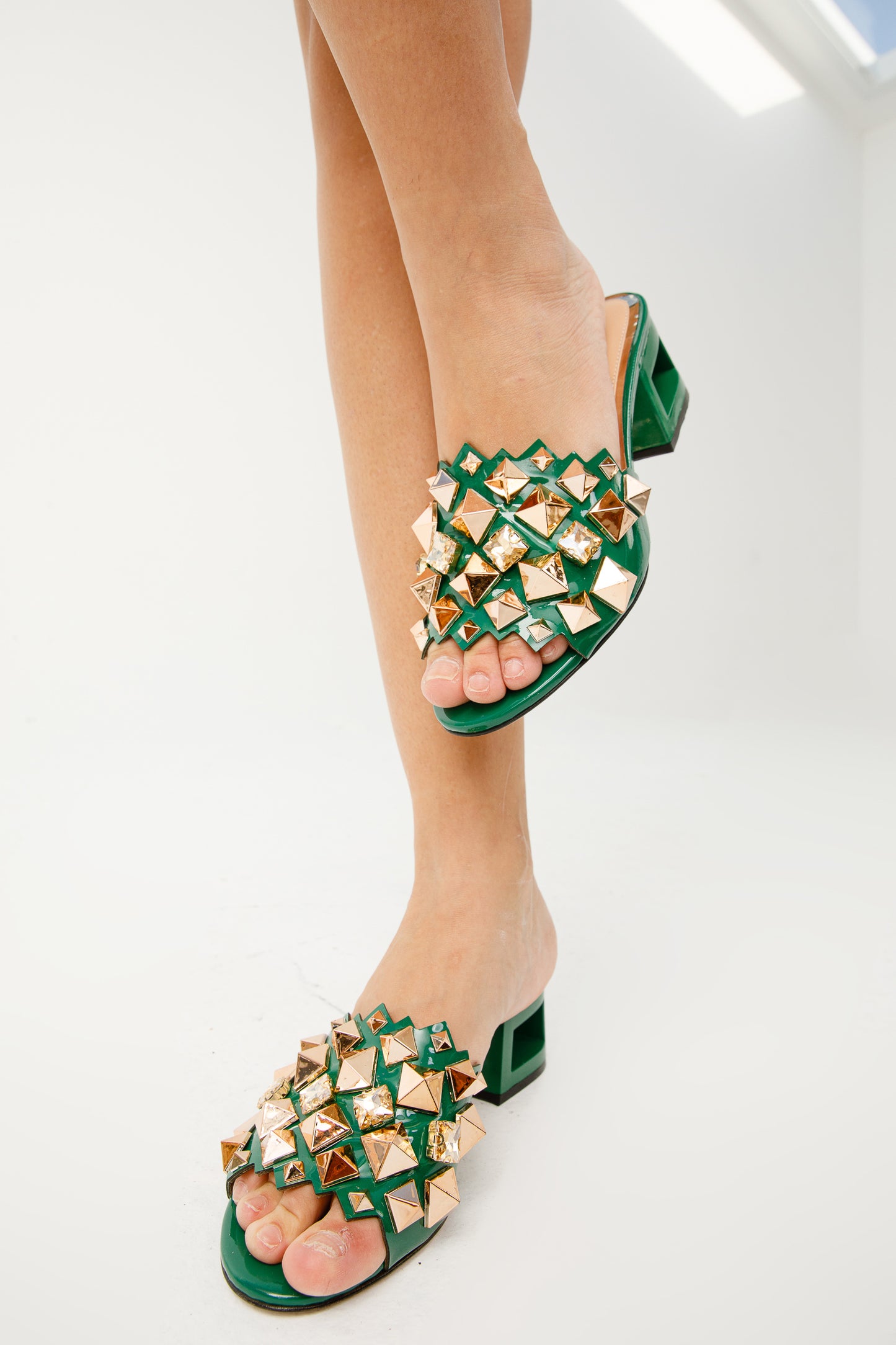 The Balat Green Leather Women Sandal