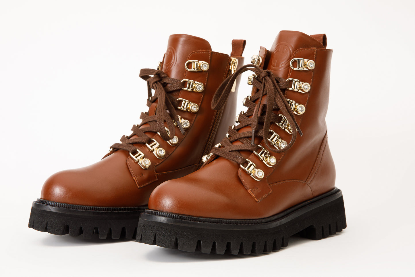 The Russel Brown Leather Lace-Up Ankle Women Boot