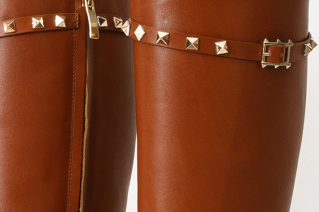 The Rica Tan Leather Knee High Women Boot