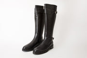 The Sariyer Black Leather Knee High Boot
