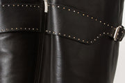 The Sariyer Black Leather Knee High Boot