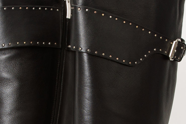 The Sariyer Black Leather Knee High Boot