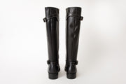 The Sariyer Black Leather Knee High Boot