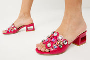 The Capdica Fuchsia Leather Block Heel Sandal