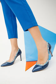 The Tikapur Blue Leather Pump
