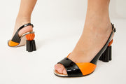 The Rize Pumpkin Heel Leather Multicolor Sandal