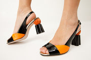 The Rize Pumpkin Heel Leather Multicolor Sandal
