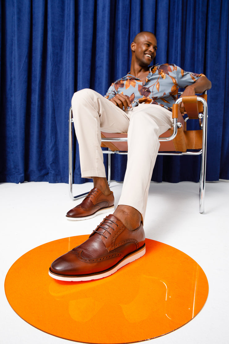 The Molise Brown Wingtip Semi Brogue Derby Shoe