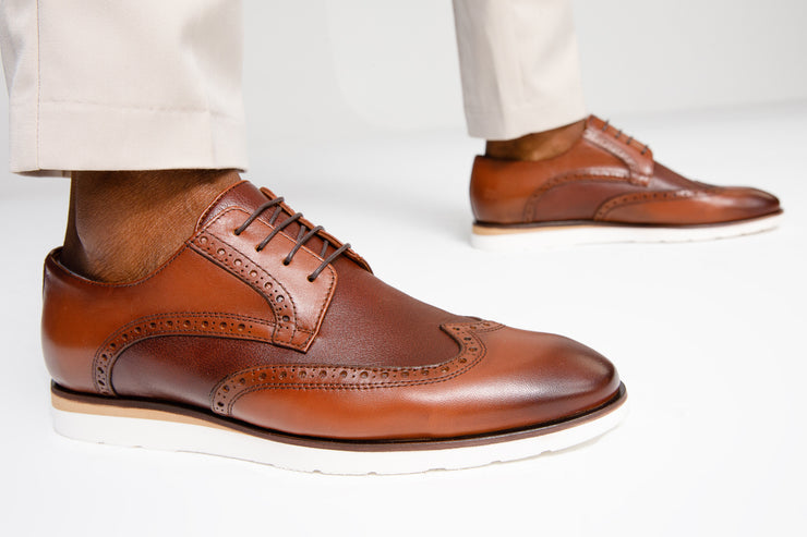 The Molise Brown Wingtip Semi Brogue Derby Shoe