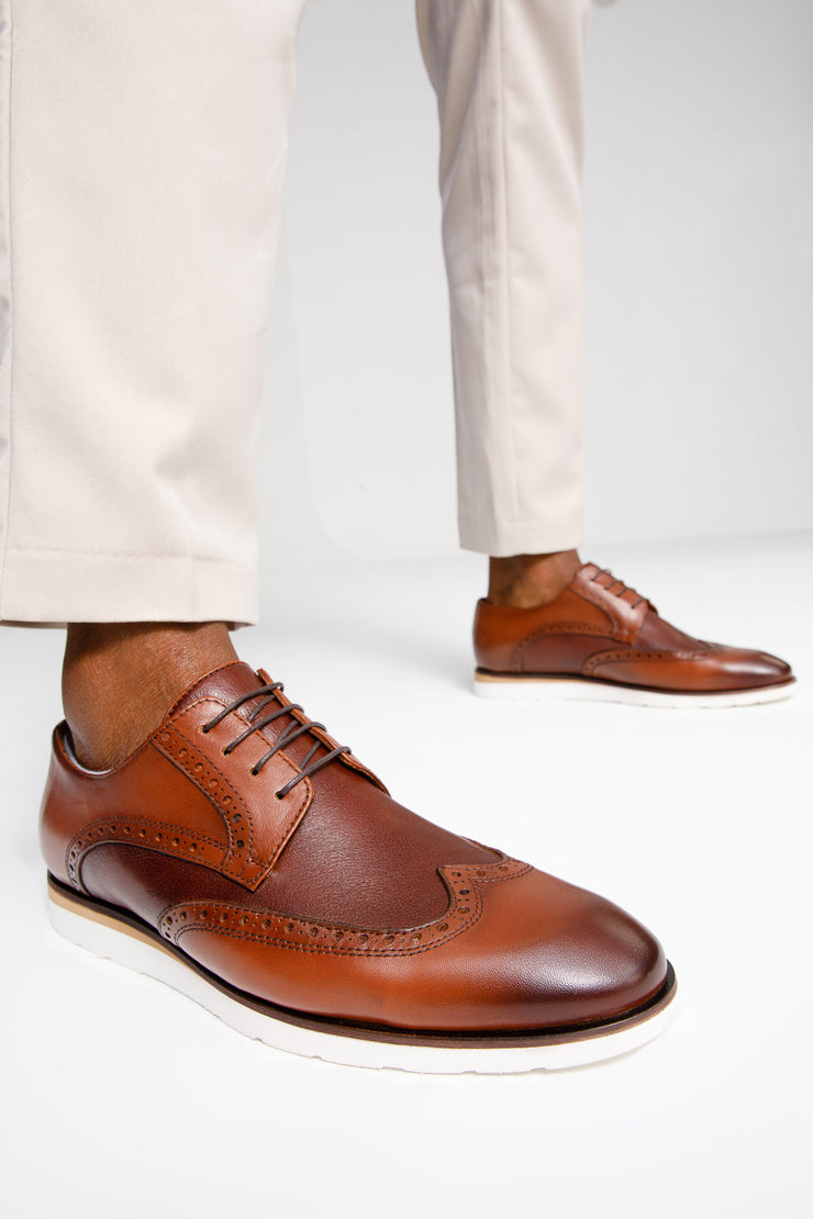 The Molise Brown Wingtip Semi Brogue Derby Shoe
