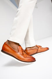 The Cerreto Brown Leather Tassel Loafer