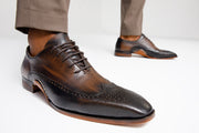 The Royal Hand Craft Black/Brown Wingtip Oxford Shoe