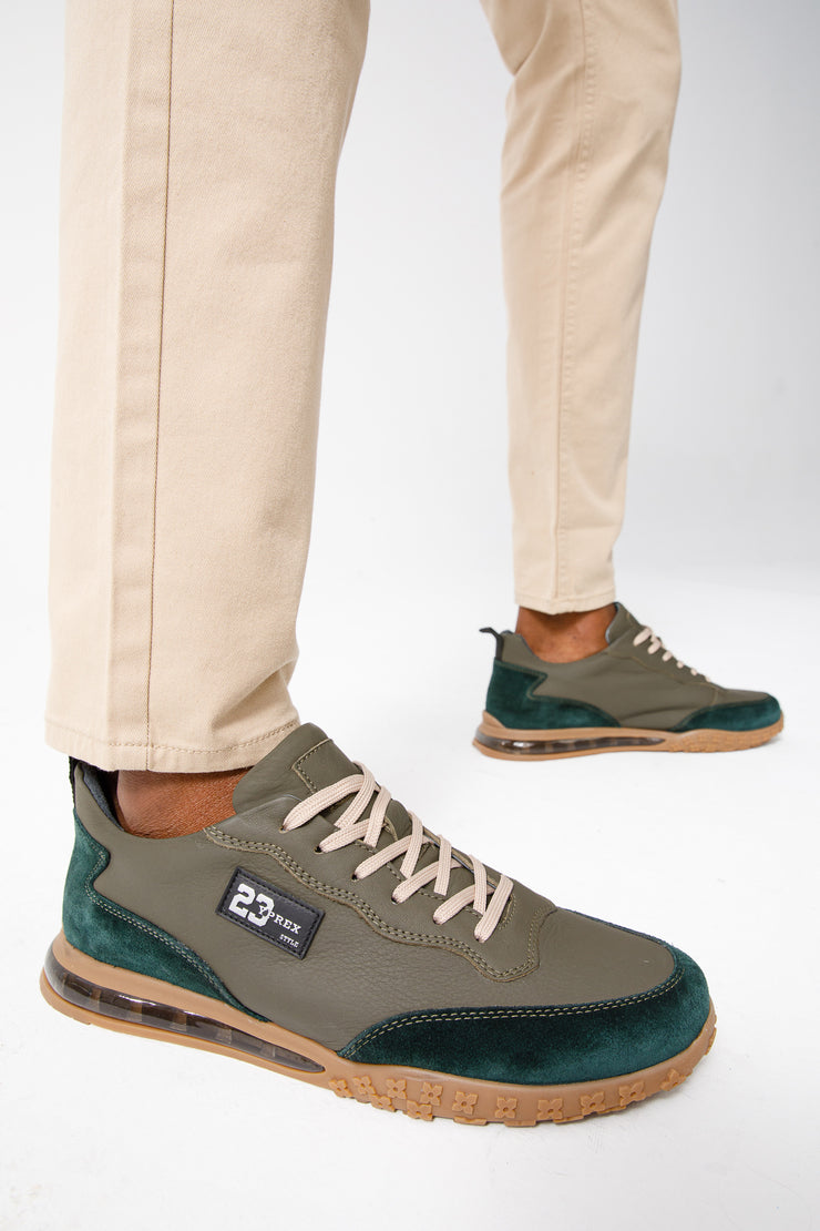 The Tiran Green Leather Sneaker